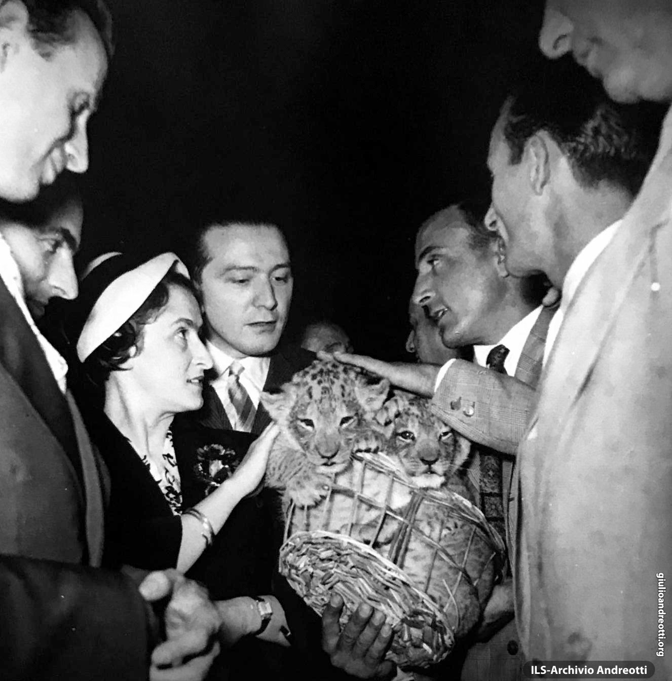 1957. Giulio e Livia Andreotti in visita al Circo Orfei
