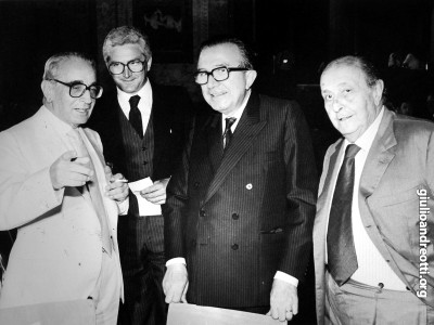 Premio Strega 1984. Andreotti con Gianni Granzotto e Guido Alberti