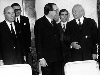 Mosca, novembre 1972. Accompagnato dal ministro del Resoro Carli, Andreotti incontra in presidente del Presidium del Societ supremo dell’URSS NiKolaj Podgornyj