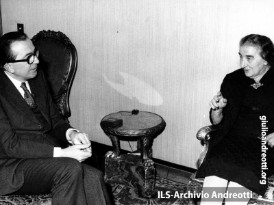 Il primo ministro israeliano Golda Meir a Roma in visita ufficiale il 15 gennaio 1973