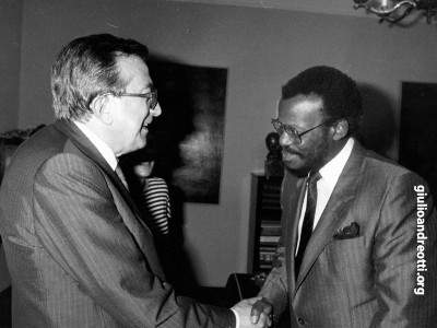 Roma, 29 settembre 1986. Incontro con il leader del popolo zulu Mangosuthu Buthelezi