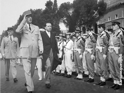Accanto al gen. Charles De Gaulle in visita ufficiale a Roma nel 1959