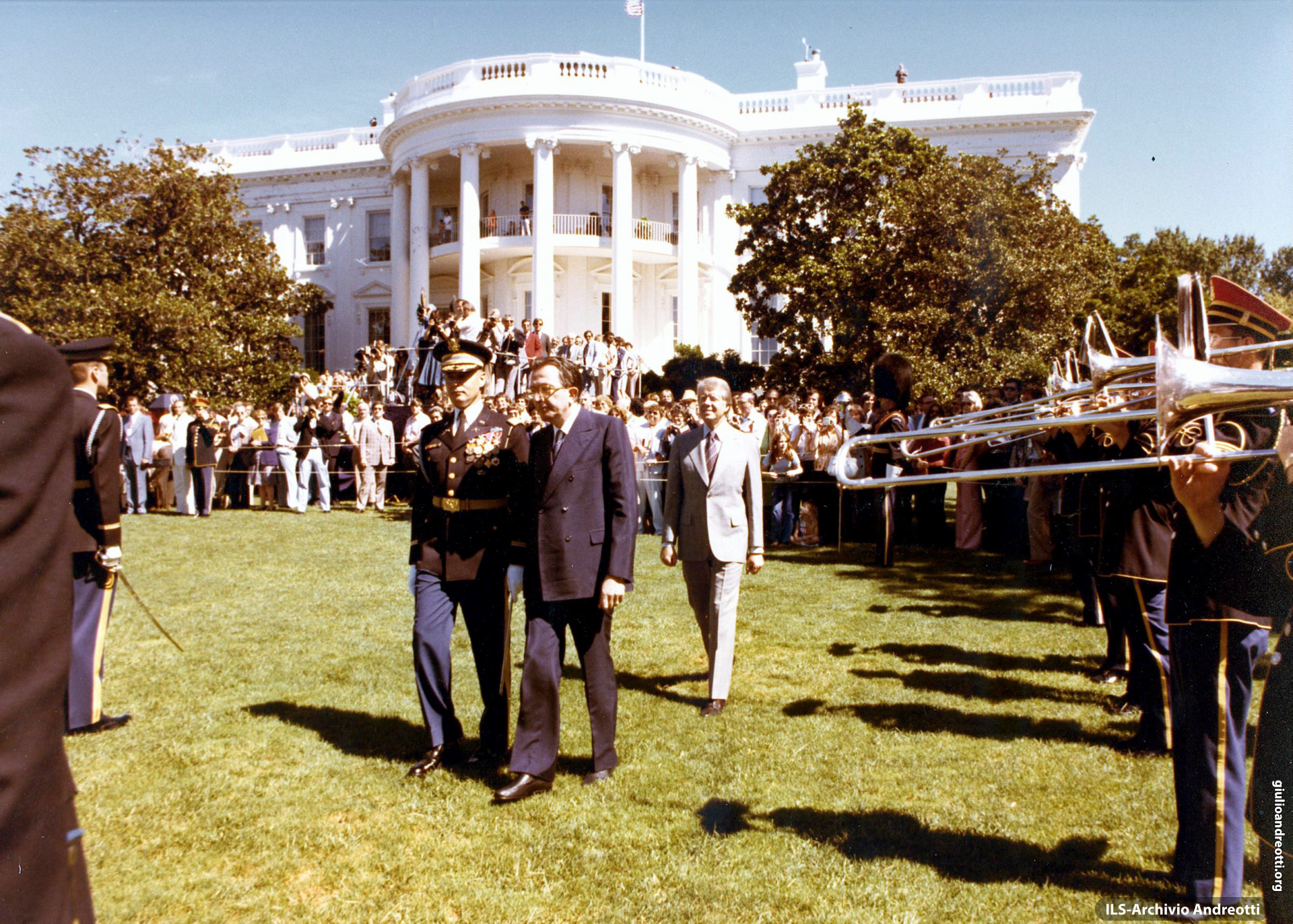 Visita ufficiale alla Casa Bianca il 26 giugno 1977. Cerimonia di accoglienza con il Presidente Jimmy Carter.