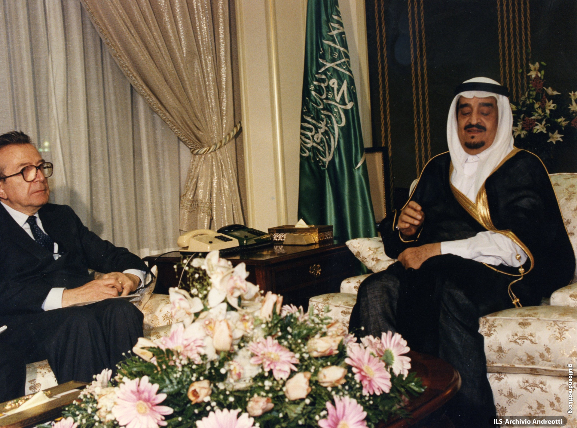 Febbraio 1988. Andreotti con re dell'Arabia Saudita Fahd.