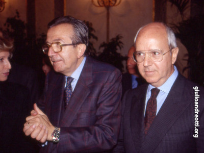 Andreotti con Luciano Vitalone e Sandra Carraro.
