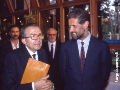 Agosto 1990. Andreotti e Roberto Formigoni al Meeting per l’Amicizia fra i popoli di Rimini.