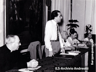 20 luglio 1950.Lezione di Andreotti al Corso di Orientamento sociale